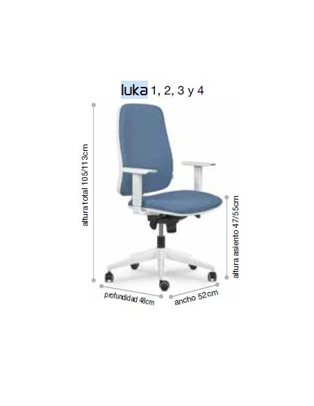 Silla oficina, respaldo malla, LUKA 4