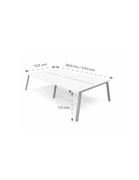 Mesa Bench 2 módulos serie Atrio (4 puestos). Exprés