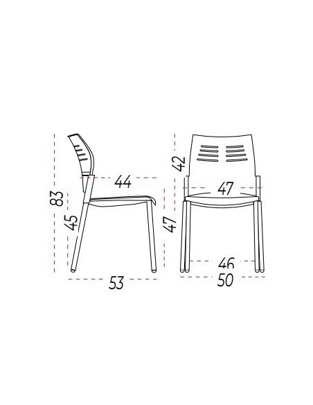 Silla sin brazos y con estructura gris, SPACIO