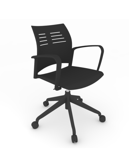 Silla Giratoria con brazos y estructura negra, SPACIO