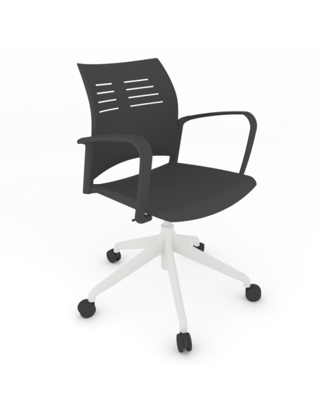 Silla Giratoria con brazos y estructura blanca, SPACIO