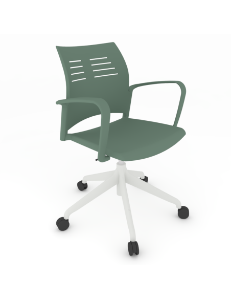 Silla Giratoria con brazos y estructura blanca, SPACIO
