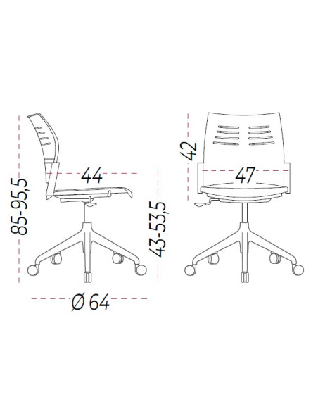 Silla Giratoria sin brazos y con estructura negra, SPACIO