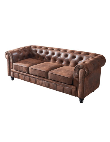 Sofá 3 plazas similpiel vintage, CHESTER