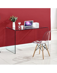Mesa curva de cristal FRIBURGO 120X60 cms