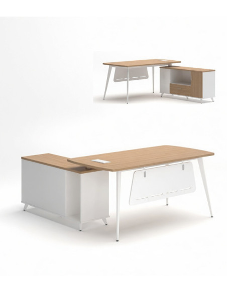 Escritorio de oficina, con mueble auxiliar AREZZO