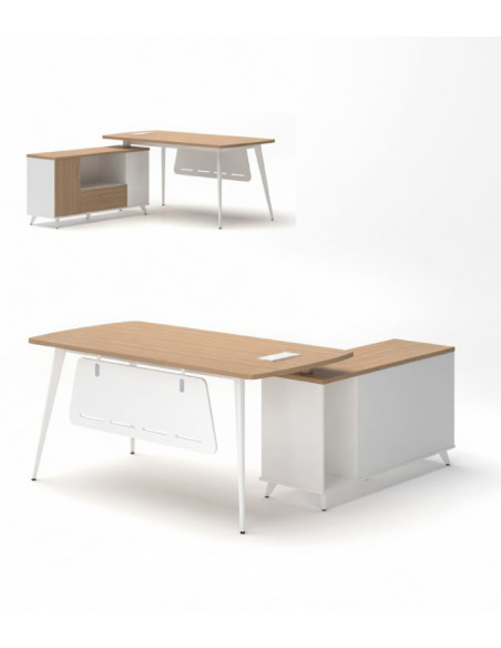Escritorio de oficina, con mueble auxiliar AREZZO