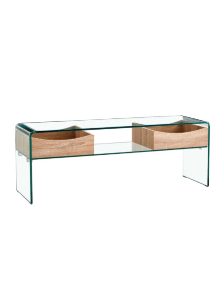 Mesa baja de cristal, con cajones, TV LIBRA