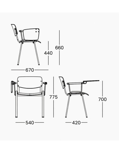 Silla de formación, con pala, MILK