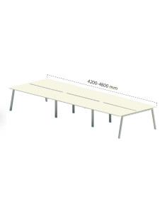 Mesa Bench 3 módulos serie Atrio (6 puestos)