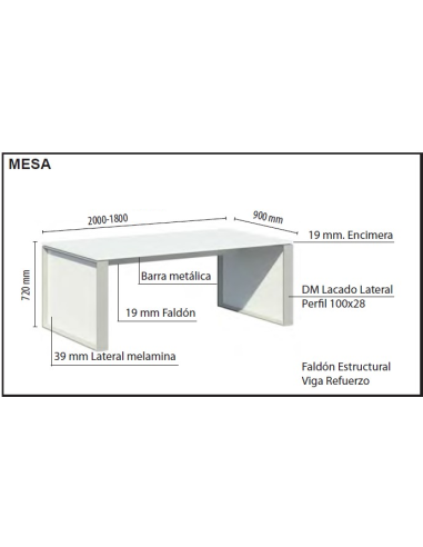 Mesa oficina, fondo 90 cm, Omega, Exprés