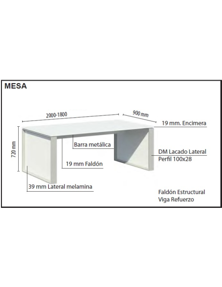 Mesa oficina, fondo 90 cm, Omega, Exprés