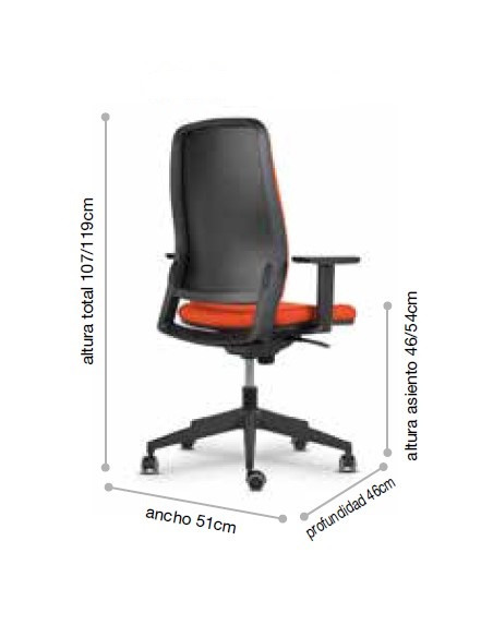 Silla de oficina respaldo tapizado, REBEL 1