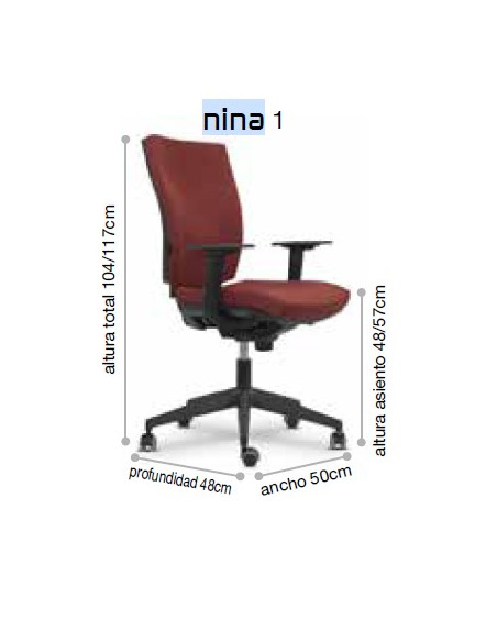 Silla de oficina, tapizada NINA