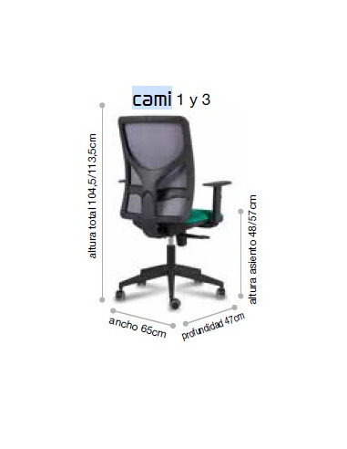 Silla de oficina tapizada, CAMI 3